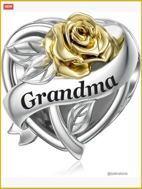 925 Sterling Silver Grandma Charm Bead for Charm Bracelet Necklace